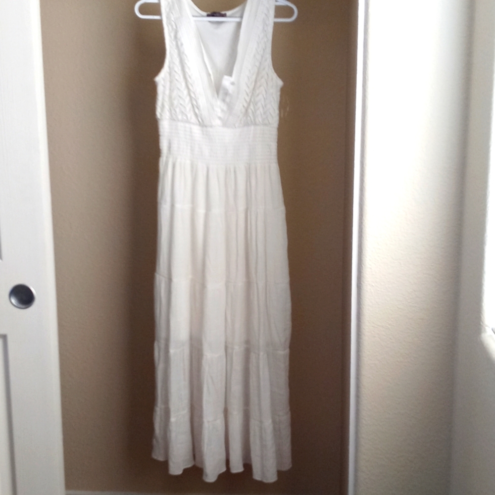 White long ruffle dress